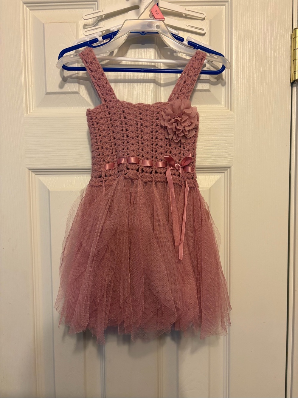 Elly & Emmy "My First Dress Up" Mauve Pink Crochet Tulle Baby👶🏻Dress👗Sz 6/12M